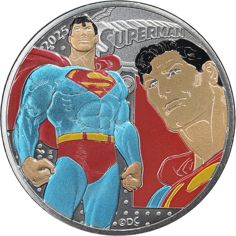 2025 France 35g Silver 50 Euro DC Comics Superman Coin OGP: 2025 France 35g Silver 50 Euro DC Comics Superman Coin OGP Celebrate the 90th anniversary of DC Comics' Superman with this stunning 2025 France 35-gram Silver 50 Euro coin. Crafted from 0.999 fine sil