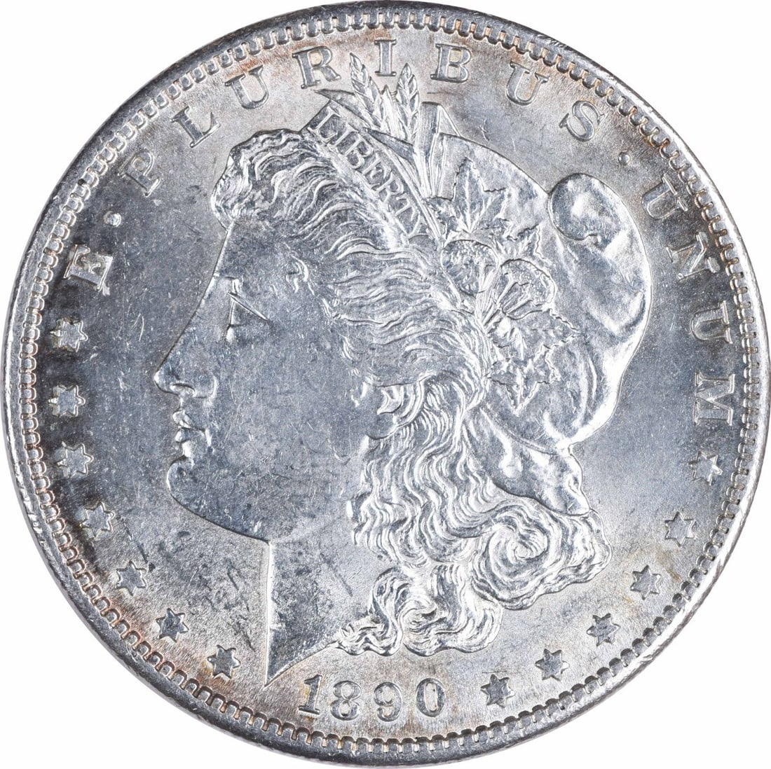Uncirculated 1890 S Morgan Dollar Silver Coin Brilliant Uncertified BU: Uncirculated 1890 S Morgan Dollar Silver Coin Brilliant Uncertified BU This is an 1890-S Morgan Silver Dollar from the United States. The coin is uncirculated and has a Brilliant Uncirculated (BU) gra