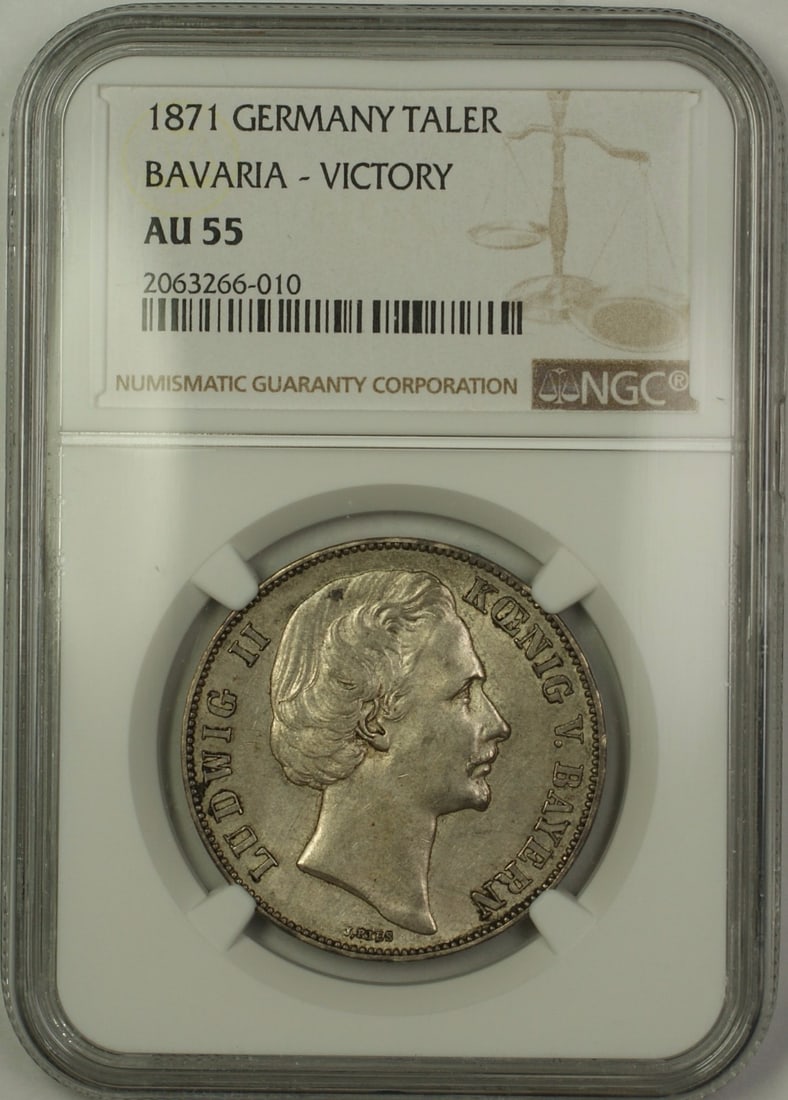 NGC AU 55 1871 Bavaria Victory Silver Taler Germany Coin (1 of 2)