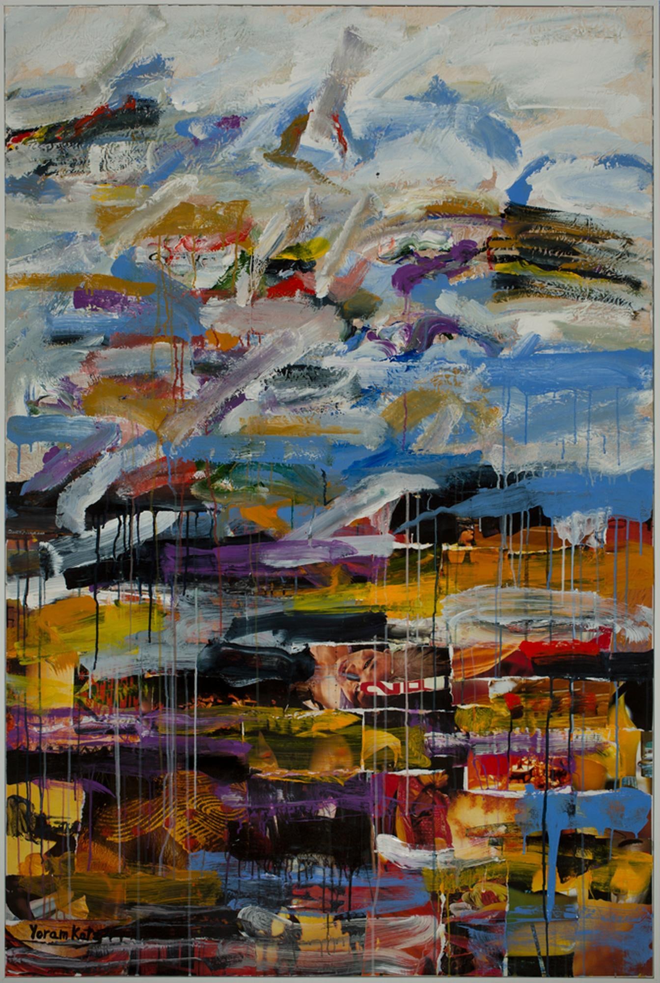 Framed Abstract Painting 'Woman Under Layers of Paint' by Yoram Katz 72x48 in: Framed Abstract Painting 'Woman Under Layers of Paint' by Yoram Katz 72x48 in "Woman Under Layers of Paint" is a stunning abstract painting by Yoram Katz, expertly framed and ready to adorn your wall.