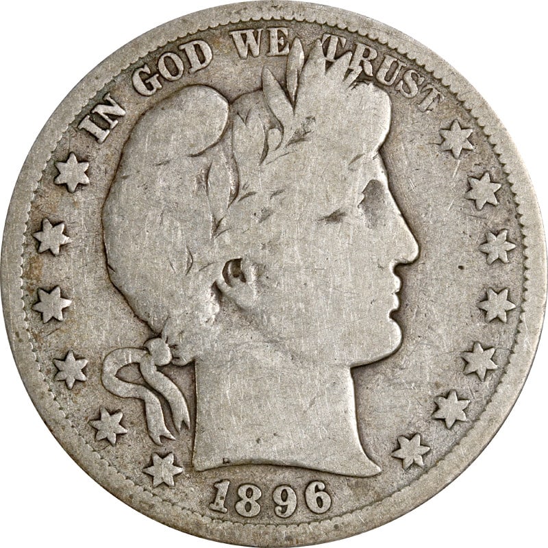 United States 1896 S Barber Silver Half Dollar Coin: United States 1896 S Barber Silver Half Dollar Coin 1896-S Barber Half Dollar from the United States. This pre-owned coin is uncertified and circulated, with silver composition and 0.9 fineness. Speci