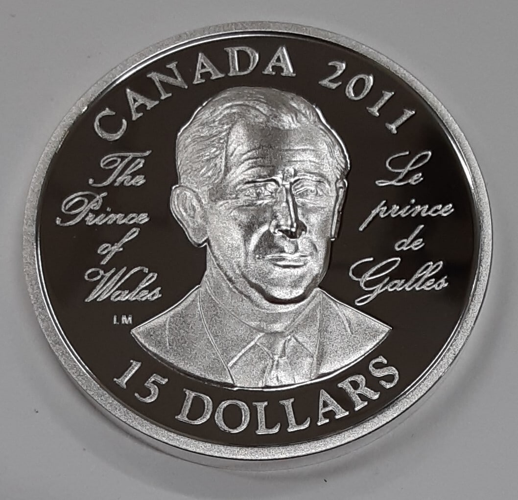 2011 Sterling Silver Proof $15 Coin Depicting Prince Charles in Capsule (1 of 2)