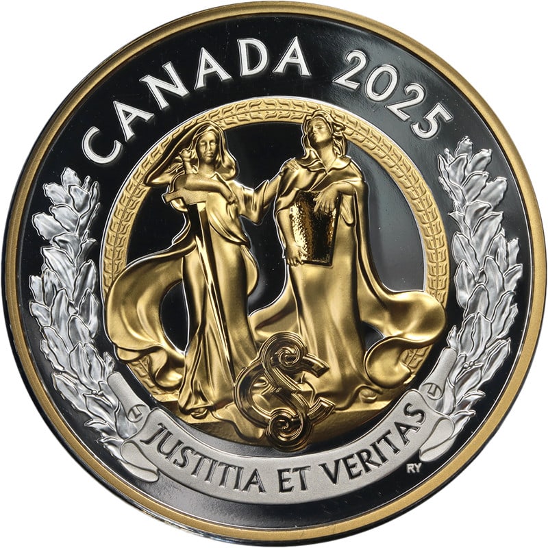 2025 Canada 1 Ounce Silver $20 Allegories of Justice Coin OGP COA: 2025 Canada 1 Ounce Silver $20 Allegories of Justice Coin OGP COA This 2025 Canada 1 Ounce Silver $20 coin features the Allegories of Justice & Truth, showcasing exceptional eye appeal with brilliant 