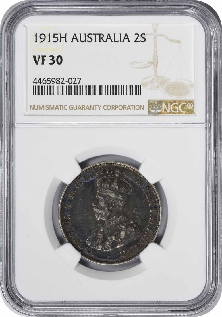 NGC VF30 1915H Australia Two Shilling Florin Certified Coin (1 of 2)