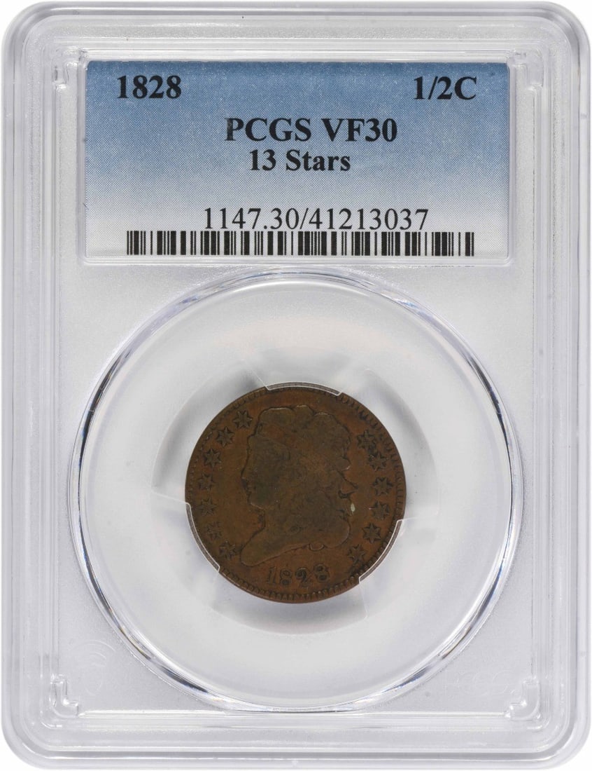 Classic Head 1828 Half Cent PCGS VF30 Philadelphia Copper Coin (1 of 2)