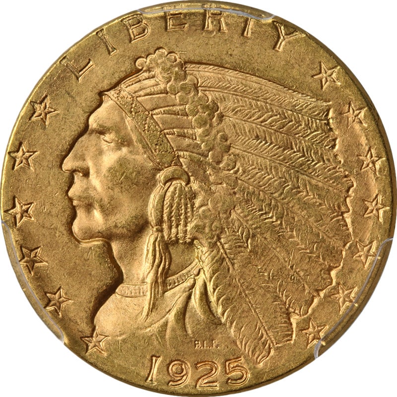 PCGS MS64 1925-D Indian Head $2.50 Gold Coin (1 of 4)