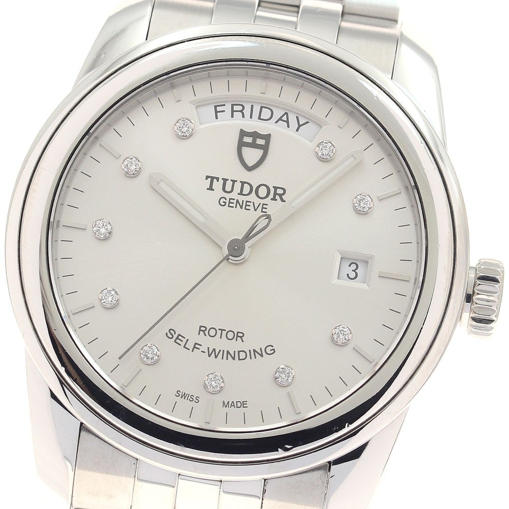 TUDOR Glamour Date-Day Ref 56000 Automatic Stainless Steel Mens Wristwatch: TUDOR Glamour Date-Day Ref 56000 Automatic Stainless Steel Mens Wristwatch Pre-owned TUDOR Glamour Date-Day men's wristwatch with automatic movement and a silver dial. This reference 56000 features a 