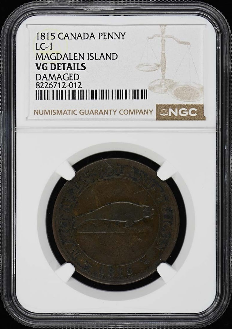 1815 Canada Magdalen Island LC-1 Penny NGC VG Details (1 of 2)