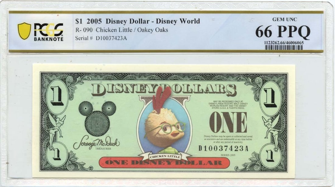 Chicken Little 2005 Disney Dollar PCGS MS66 Certified Banknote (1 of 2)