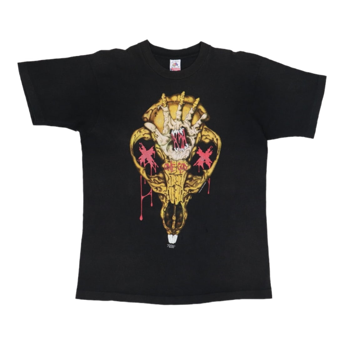 Vintage 1993 Black Cotton One God T-Shirt Size Large: Vintage 1993 Black Cotton One God T-Shirt Size Large This is an original vintage 1993 One God shirt made from 100% cotton. It is a genuine vintage piece from the 1990s, not a modern reproduction. The 