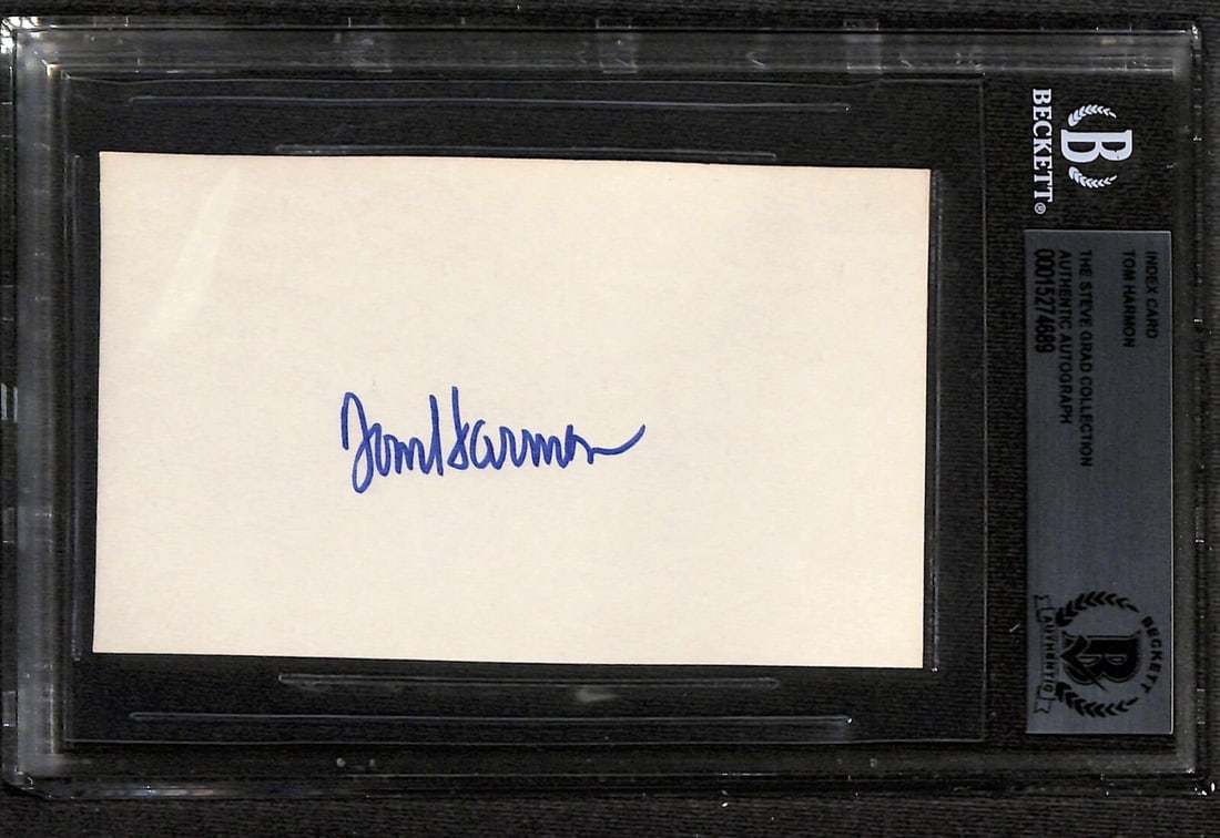 Tom Harmon Signed 3x5 Index Card Beckett Authenticated Football (1 of 1)