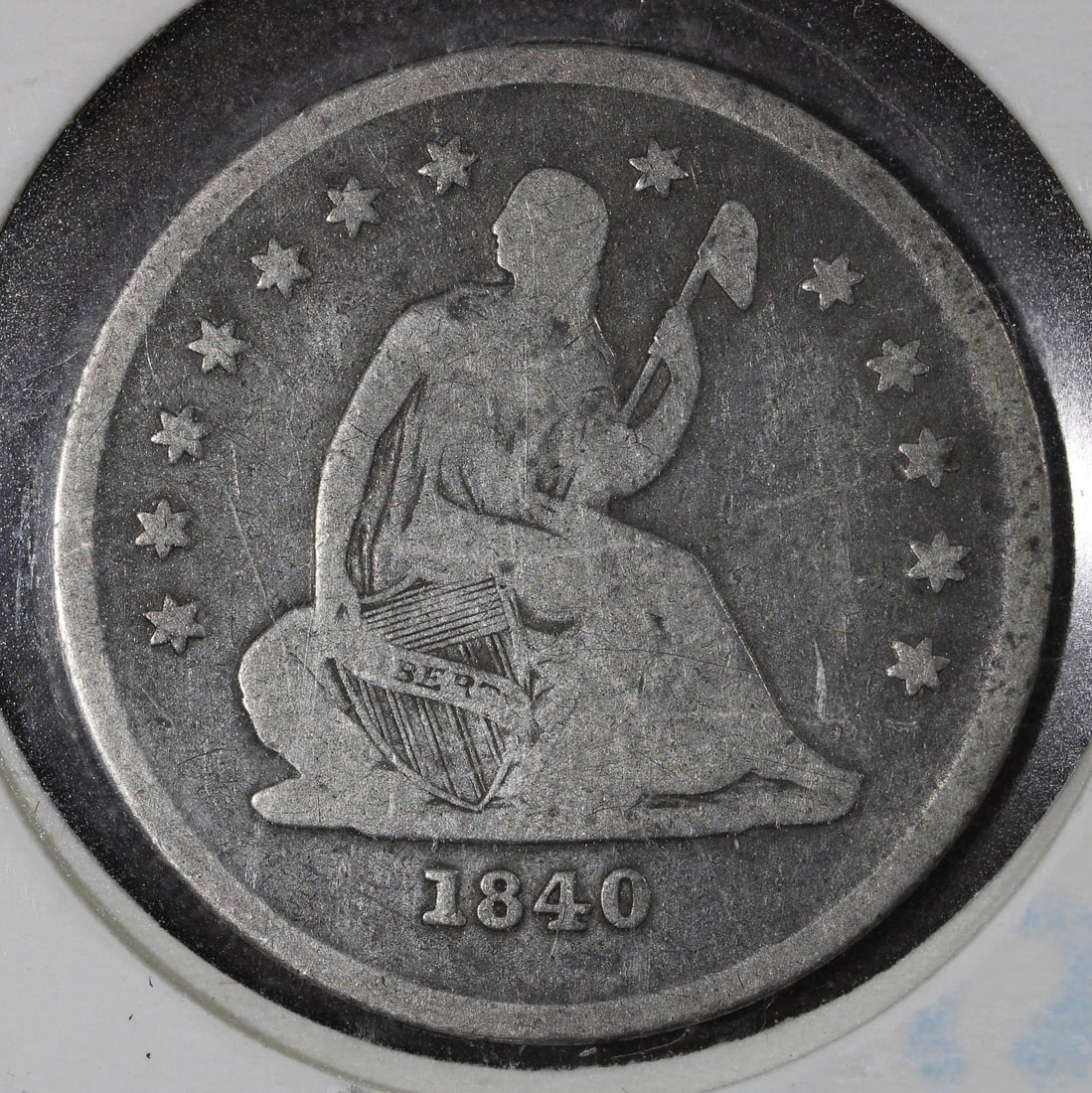 1840 O New Orleans Seated Liberty 25C Silver Quarter Fine: 1840 O New Orleans Seated Liberty 25C Silver Quarter Fine 1840-O Seated Liberty Quarter 25C from the New Orleans Mint. This United States silver coin is listed as circulated and pre-owned, with the or