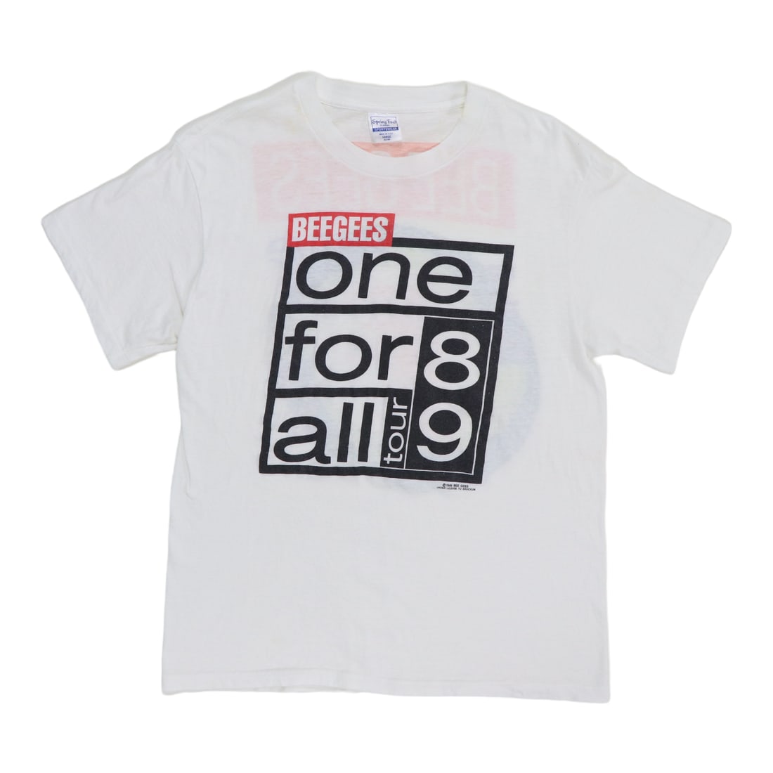 Vintage 1989 Bee Gees One For All Concert Tour Cotton T-Shirt: Vintage 1989 Bee Gees One For All Concert Tour Cotton T-Shirt This is an original vintage 1989 Beegees One For All Tour shirt featuring both front and back graphics. Made from 100% cotton, the shirt i