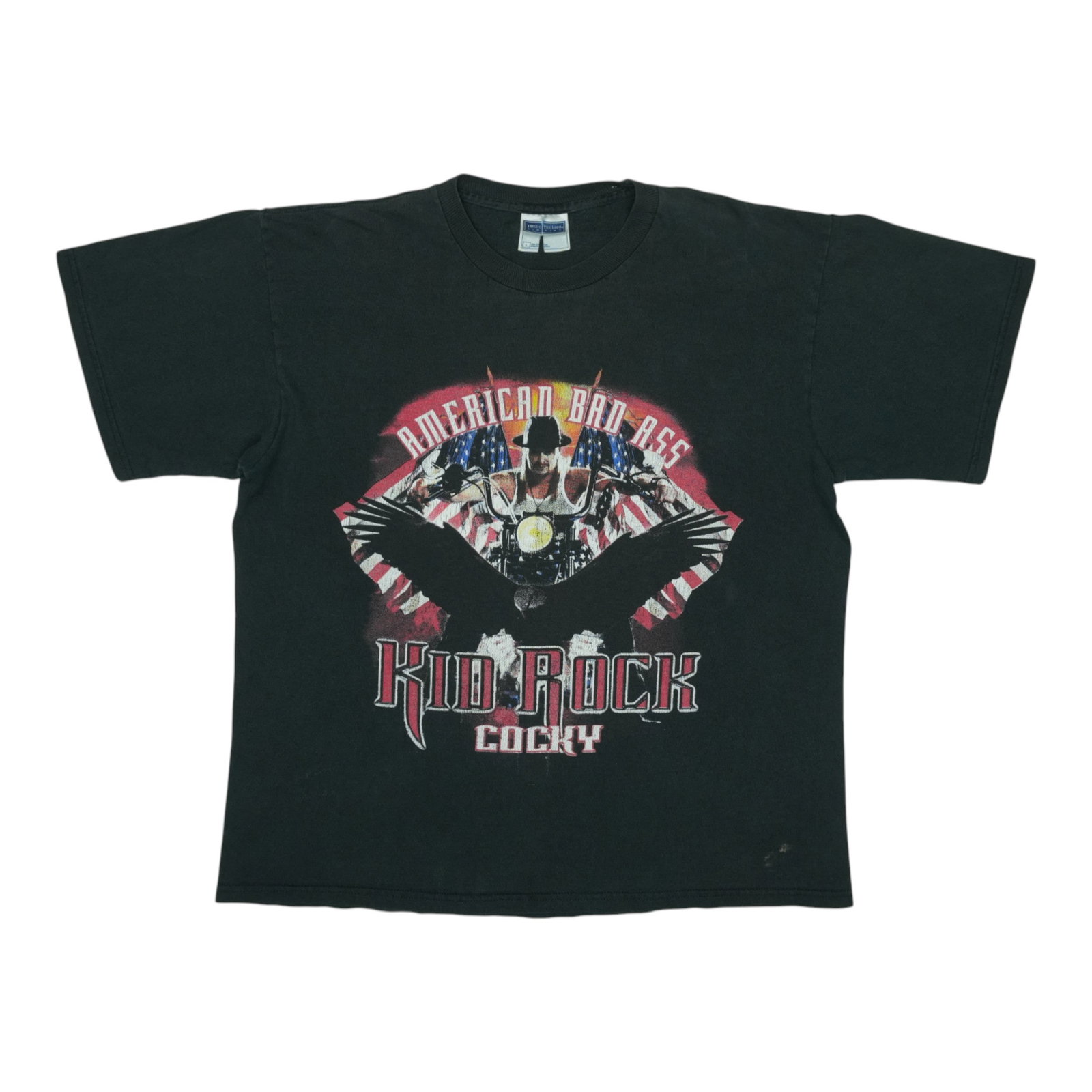 Vintage 2002 Cocky Tour Kid Rock Black Cotton T-Shirt Large: Vintage 2002 Cocky Tour Kid Rock Black Cotton T-Shirt Large This is an original vintage 2002 Kid Rock Cocky Tour shirt featuring graphics on both the front and back. It is not a modern reproduction. T