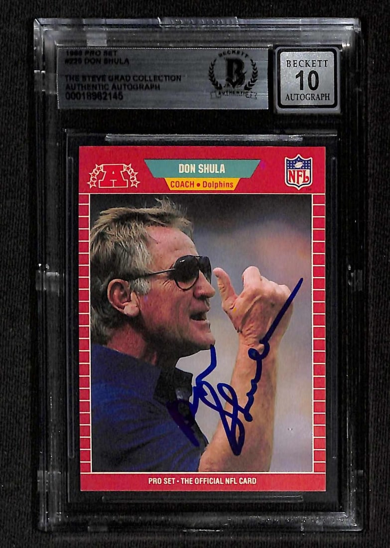 1989 Pro Set Don Shula Dolphins card Beckett auto grade 10 (1 of 1)