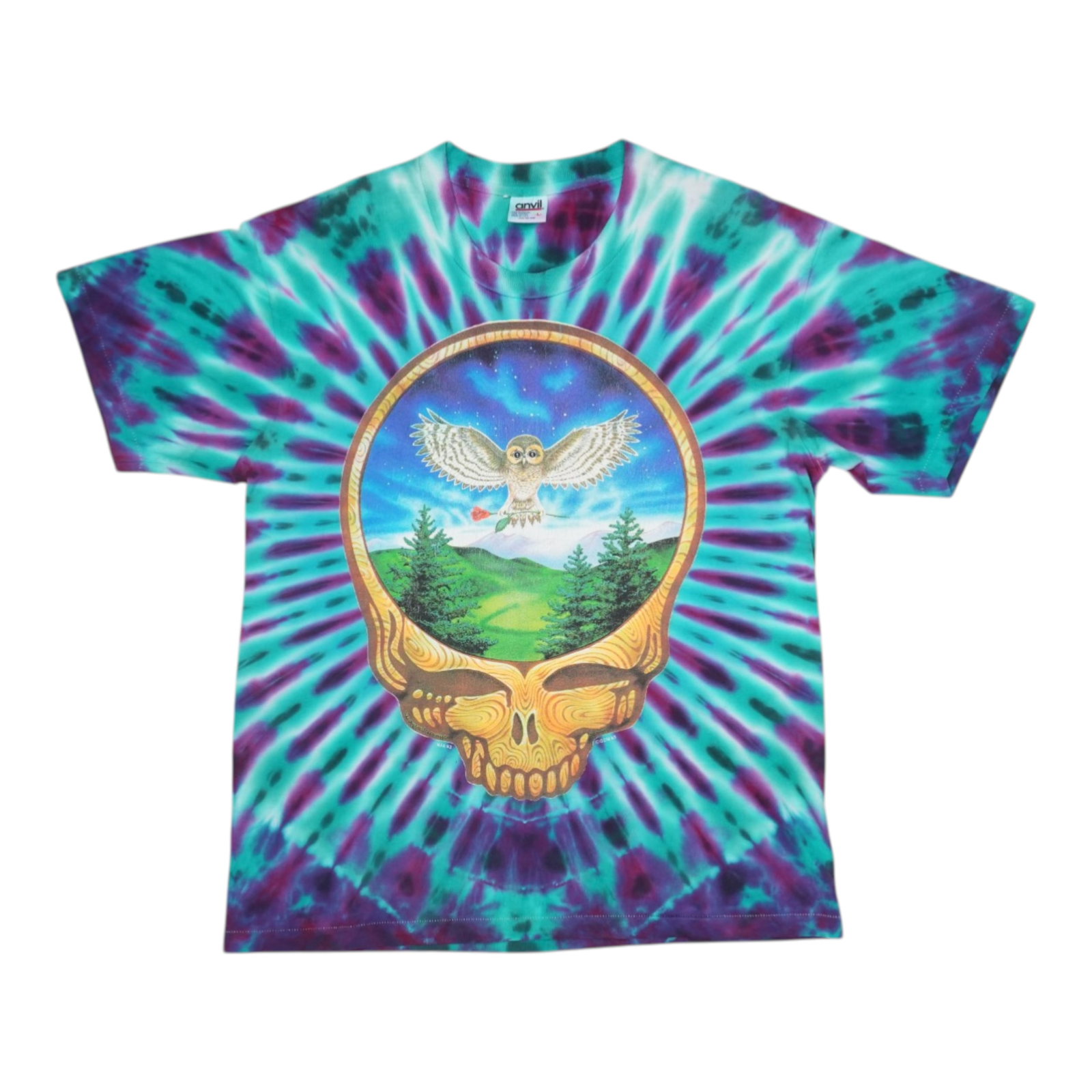 Vintage 1990s Grateful Dead Tie Dye Steal Your Face Graphic Tee: Vintage 1990s Grateful Dead Tie Dye Steal Your Face Graphic Tee This is an original vintage Grateful Dead "Steal Your Face" shirt from the 1990s. Featuring both front and back graphics, this true vint