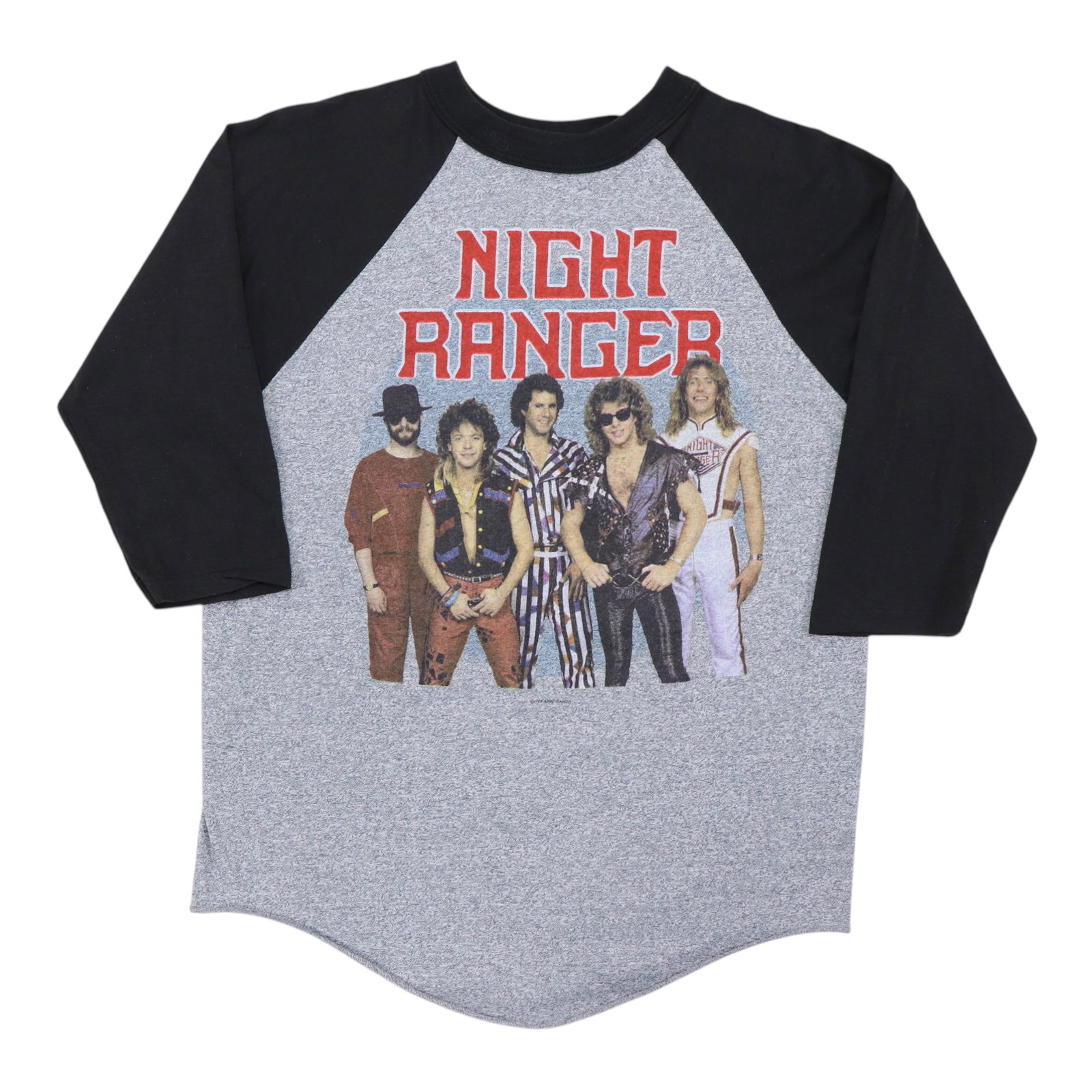 Vintage 1984 Night Ranger Seven Wishes Tour Gray Poly Cotton Jersey Shirt: Vintage 1984 Night Ranger Seven Wishes Tour Gray Poly Cotton Jersey Shirt This is an original vintage 1984 Night Ranger 7 Wishes Tour jersey shirt, featuring graphics on both the front and back. The s