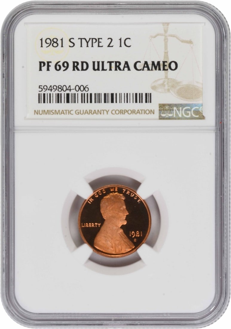 Lincoln Memorial 1981-S Type 2 Proof Cent NGC PR69RD Deep Cameo: Lincoln Memorial 1981-S Type 2 Proof Cent NGC PR69RD Deep Cameo This 1981-S Lincoln Cent Type 2 is a proof coin graded PR69RD Deep Cameo by NGC. Struck at the San Francisco Mint, it features a composi