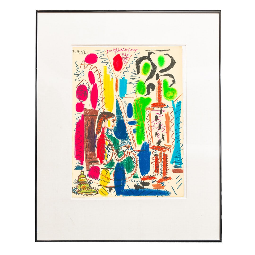 Picasso signed framed lithograph L'atelier de Cannes abstract cubism: Picasso signed framed lithograph L'atelier de Cannes abstract cubism This is an original color lithograph by Pablo Picasso titled "L'atelier de Cannes," created as the cover for 'Ces peintres nos amis