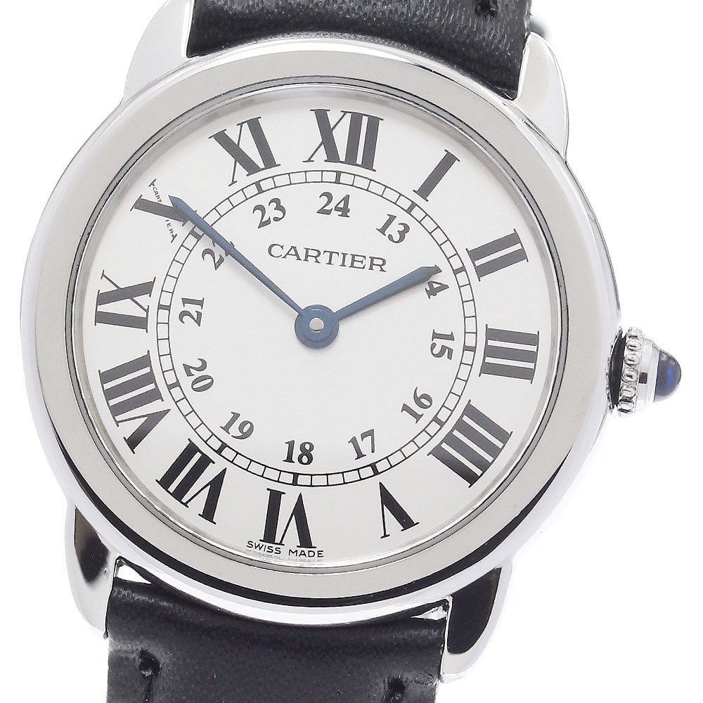 Cartier Ronde Solo SM Womens Quartz Wristwatch Ref W6700155: Cartier Ronde Solo SM Womens Quartz Wristwatch Ref W6700155 Pre-owned Cartier Ronde Solo SM women's wristwatch with a quartz movement and silver dial. The stainless steel case shows several light scra