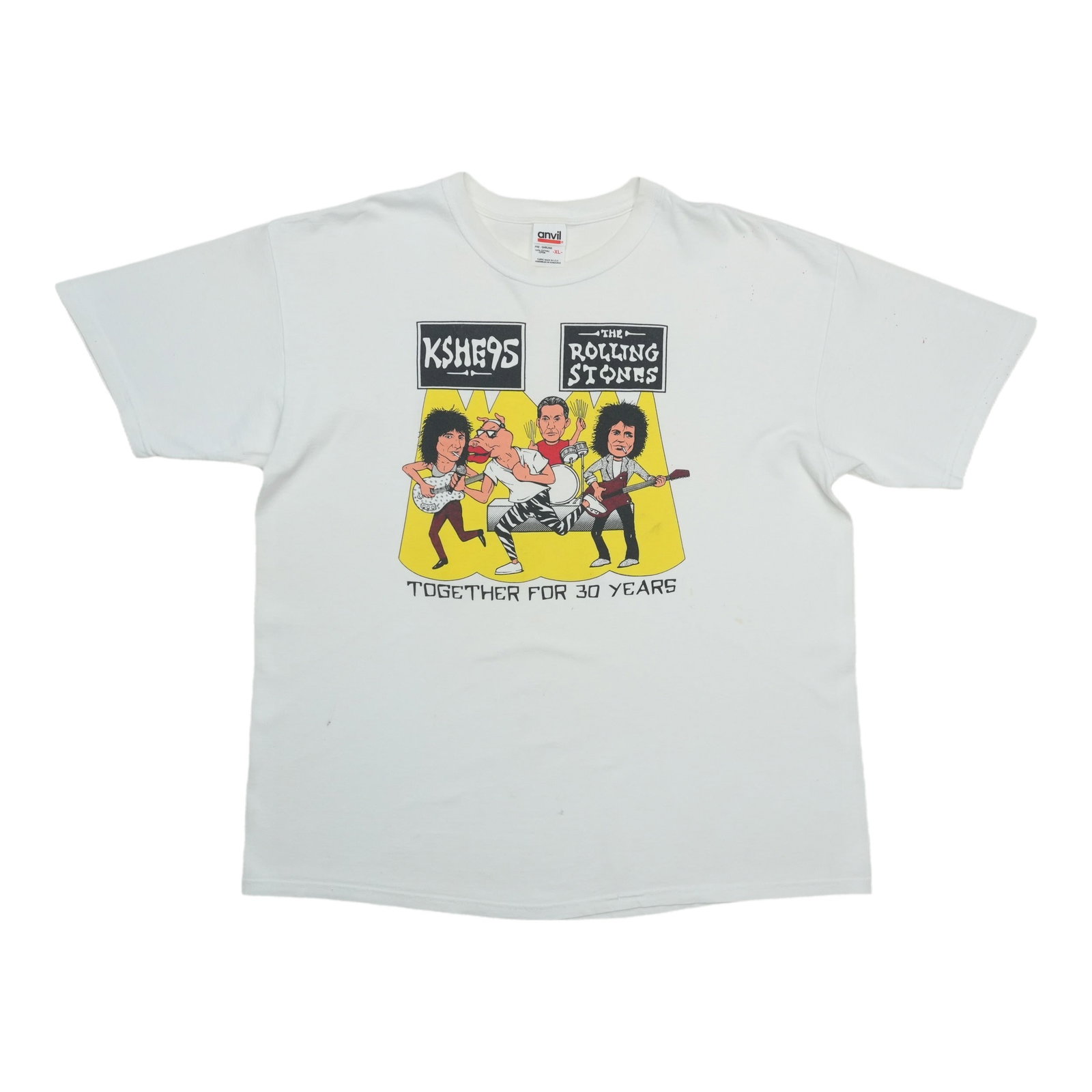 Vintage 1997 Rolling Stones KSHE 95 White Cotton Concert Tee: Vintage 1997 Rolling Stones KSHE 95 White Cotton Concert Tee This is an original vintage 1997 Rolling Stones Together KSHE 95 concert shirt. It is a true vintage piece from the 1990s, not a modern rep