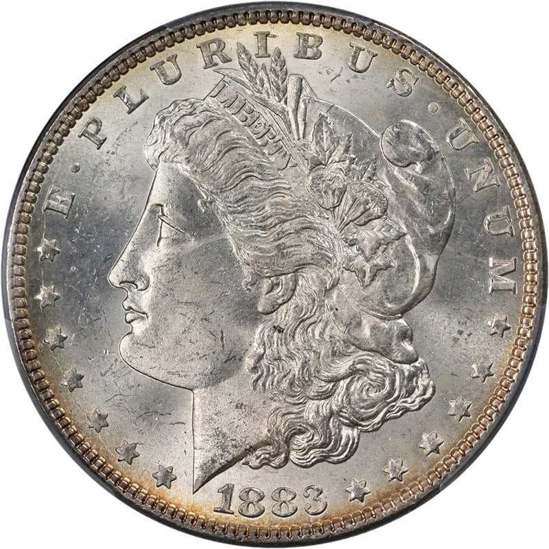 PCGS MS63 1883-P Morgan Silver Dollar: PCGS MS63 1883-P Morgan Silver Dollar This 1883-P Morgan Silver Dollar is graded MS63 by PCGS and is composed of silver with a fineness of 0.9. The coin is uncirculated and features impressive luster,