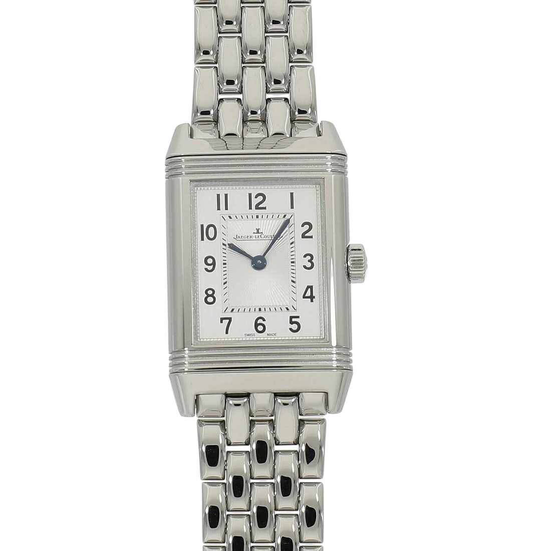 Jaeger-LeCoultre Reverso Classic Small Stainless Steel Womens Wristwatch: Jaeger-LeCoultre Reverso Classic Small Stainless Steel Womens Wristwatch Pre-owned Jaeger-LeCoultre Reverso Classic Small women's wristwatch with a stainless steel case and bracelet. This manual-windi