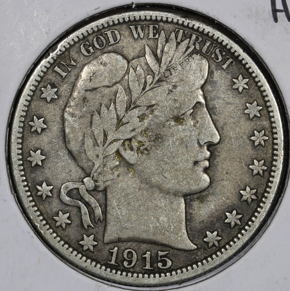1915 Denver Mint Barber 50C Silver Half Dollar VF: 1915 Denver Mint Barber 50C Silver Half Dollar VF 1915-D Barber Half Dollar 50C silver coin from the United States. This pre-owned coin is circulated and listed in VF condition. Specifications Year: 1