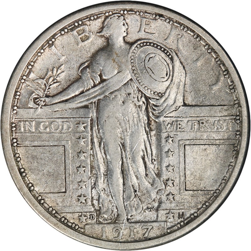 1917-D Standing Liberty Silver Quarter Type 1 Choice XF (1 of 2)