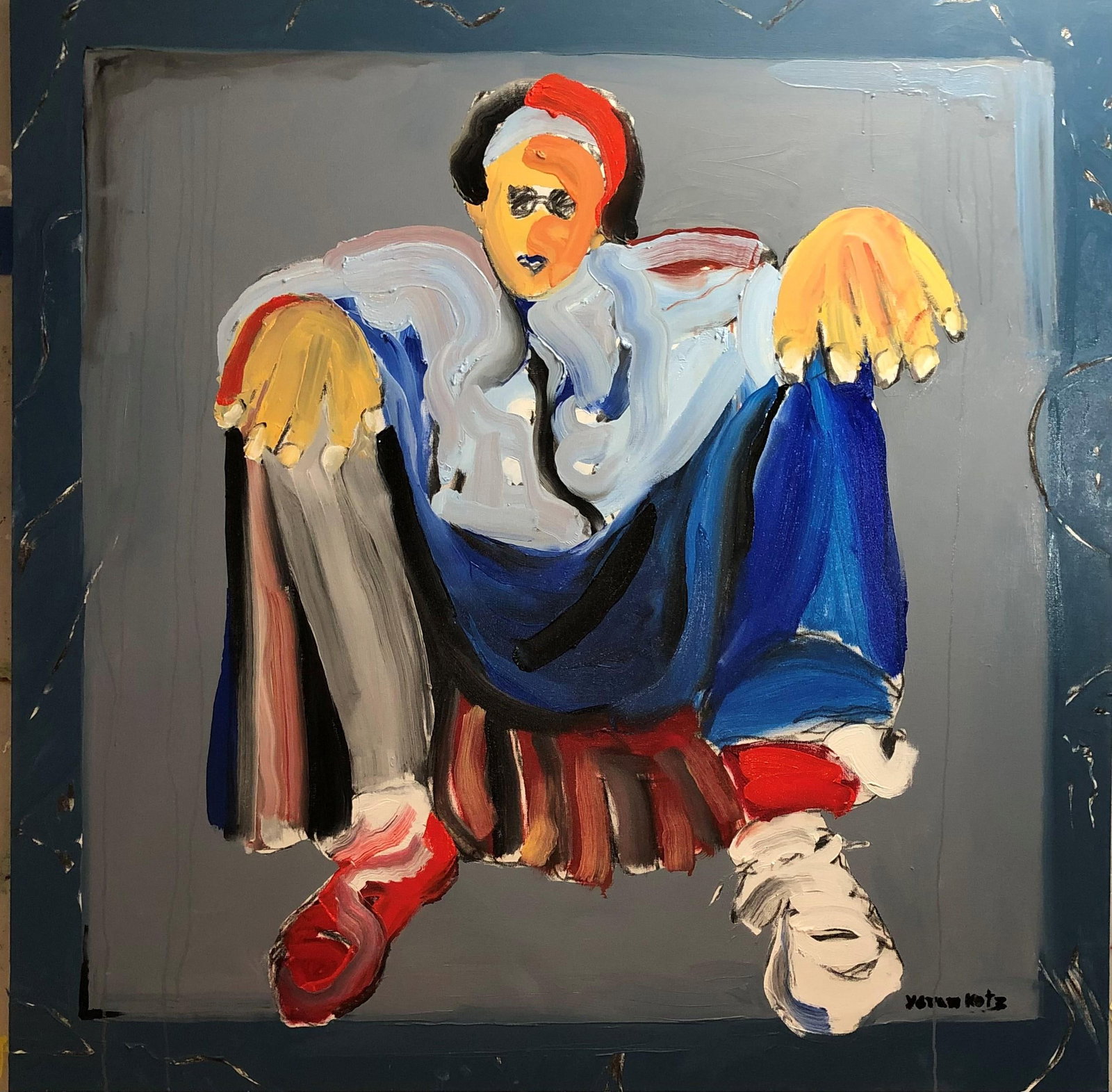 Yoram Katz Cool Figurative Oil Painting 48 x 48 Impressionist 2024 (1 of 1)