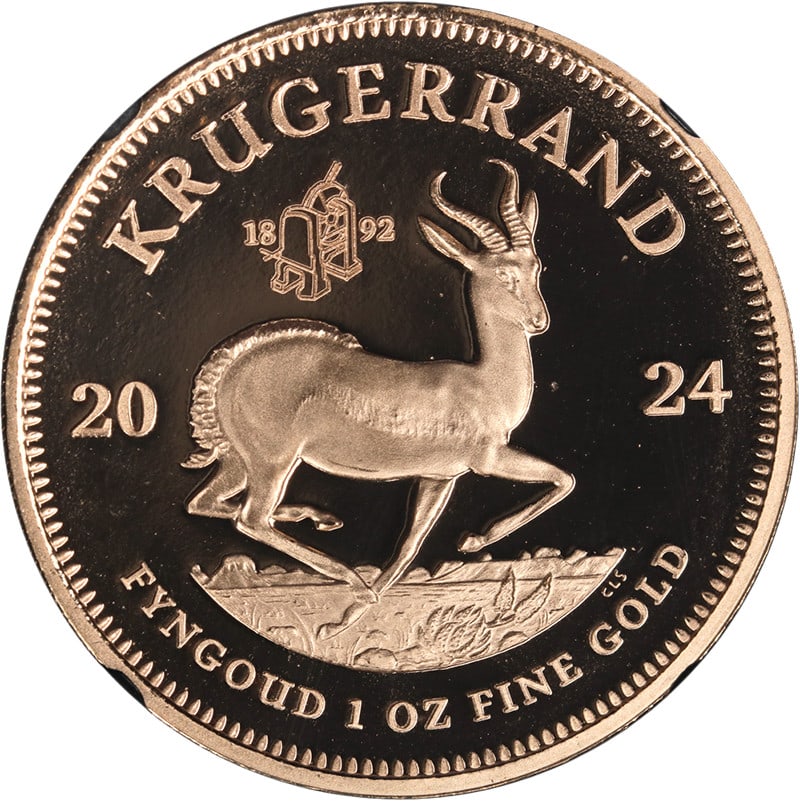 NGC Gem Proof 2024 South Africa 1 oz Gold Krugerrand Oom Paul Press Privy: NGC Gem Proof 2024 South Africa 1 oz Gold Krugerrand Oom Paul Press Privy Original 2024 South Africa 1 ounce Krugerrand with Oom Paul Press Privy, graded NGC Gem Proof 1st Day. This gold coin is descr