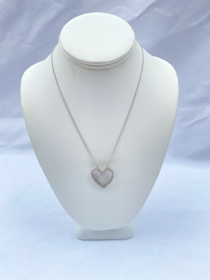 French 1940's Platinum Diamond Heart Necklace Brooch 2ct (1 of 9)