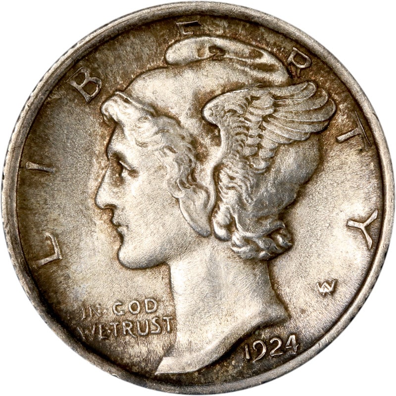 1924 Philadelphia Mercury Dime Silver Coin Circulated Uncertified: 1924 Philadelphia Mercury Dime Silver Coin Circulated Uncertified This is a 1924 Mercury Dime minted in Philadelphia. Composed of silver, this coin has circulated and is pre-owned. It is uncertified a