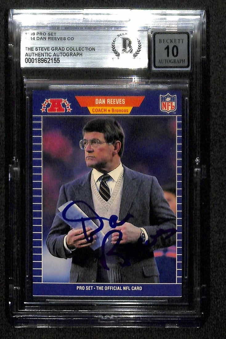 1989 Pro Set Dan Reeves Broncos autograph Beckett 10 (1 of 1)