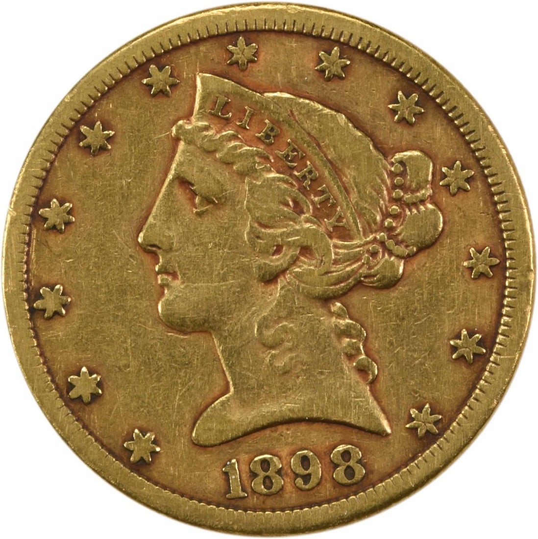 1898 San Francisco Liberty Head $5 Gold Coin VF Uncertified (1 of 2)