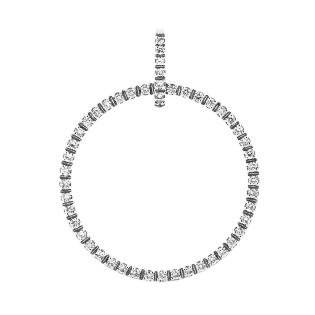 Round Brilliant Diamond Amulet Pendant 18K White Gold 51 Stones: Round Brilliant Diamond Amulet Pendant 18K White Gold 51 Stones This elegant pendant is crafted from 18k white gold and features a circle design adorned with 51 round brilliant cut natural diamonds. T