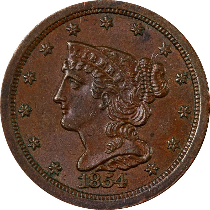 1854 United States Braided Hair Half Cent Copper Coin: 1854 United States Braided Hair Half Cent Copper Coin 1854 Braided Hair Half Cent in choice uncirculated condition. This pre-owned coin is composed of copper and is uncertified. Specifications Item Ty