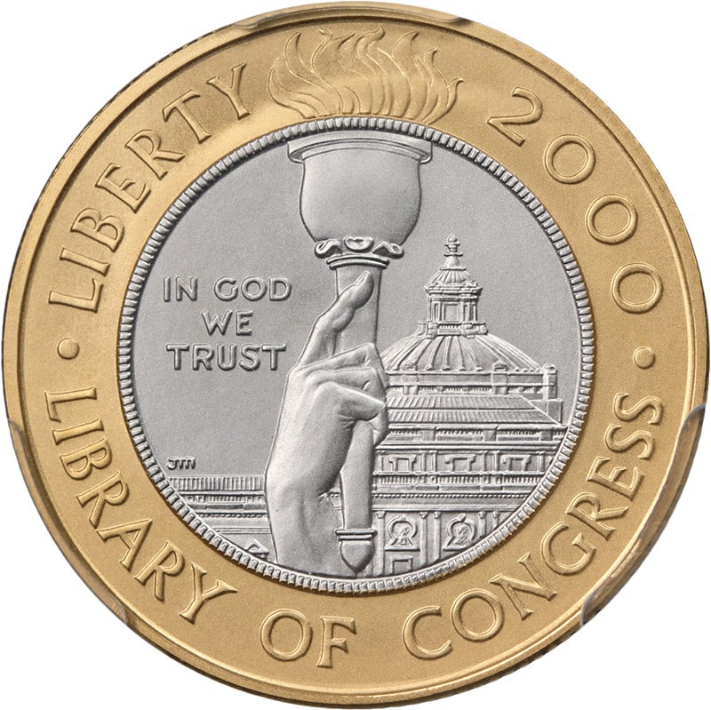 PCGS MS70 2000-W Library of Congress $10 Bimetallic Commemorative Coin (1 of 4)