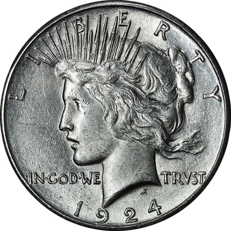 1924 S Peace Silver Dollar Uncirculated US Coin (1 of 2)