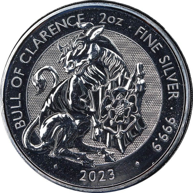 Great Britain Tudor Beast Bull of Clarence 2 Oz Silver Coin 2023 (1 of 2)