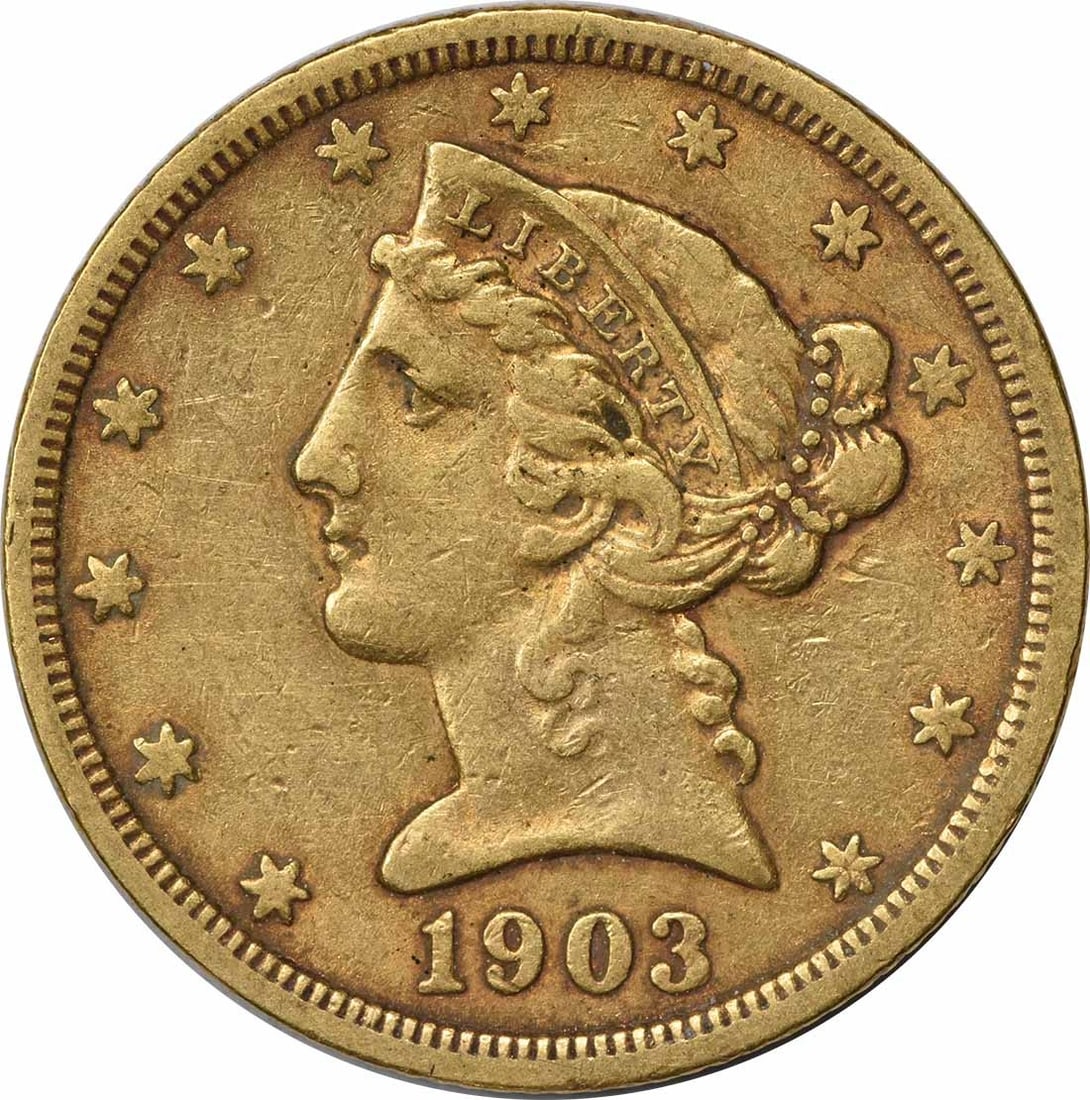 Uncertified 1903-S $5 Liberty Head Gold Coin EF (1 of 2)