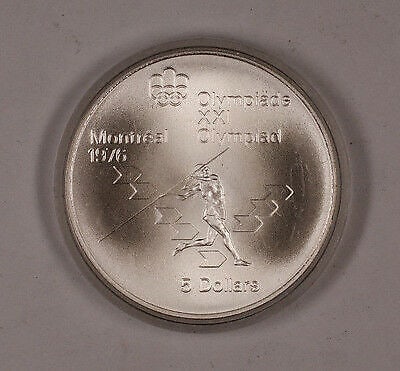 1975 Canada $5 Silver Coin Montreal Olympics Javelin Event Uncirculated (1 of 2)