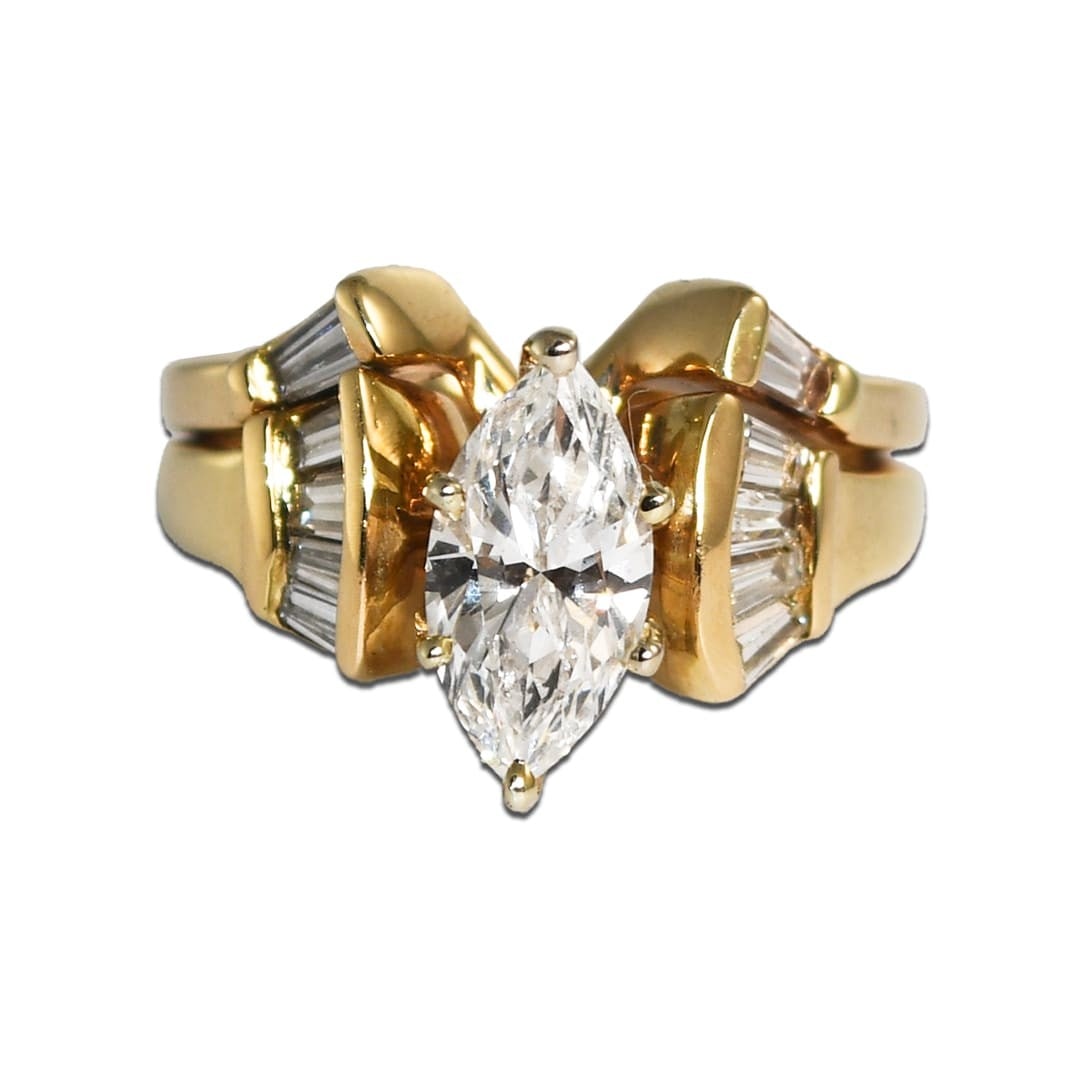 EGL USA Certified 14K Yellow Gold Diamond Wedding Engagement Ring Set (1 of 8)