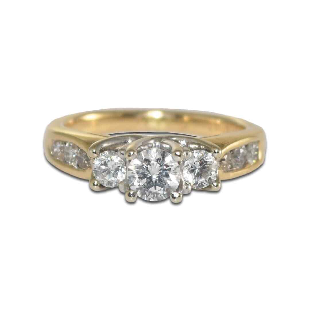 14k multi-tone gold diamond ring size 6 9 stones (1 of 6)