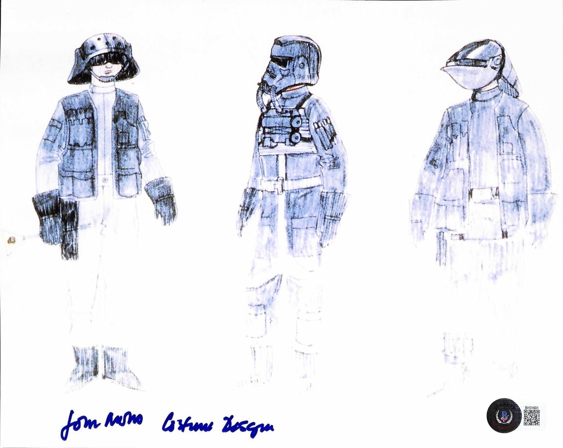 8x10 Photo Signed by John Mollo Star Wars Costume Designer Beckett Authenticated: 8x10 Photo Signed by John Mollo Star Wars Costume Designer Beckett Authenticated This is an original 8x10 color photograph signed by John Mollo, the costume designer for Star Wars: A New Hope. The pho