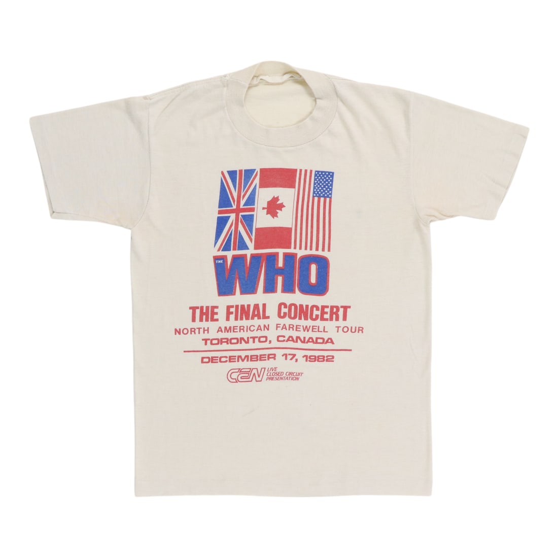 Vintage 1982 The Who Tour Poly Cotton White Graphic T-Shirt: Vintage 1982 The Who Tour Poly Cotton White Graphic T-Shirt This is an original vintage 1982 The Who Final Concert shirt featuring graphics on both the front and back. The shirt is made from a 50/50 p