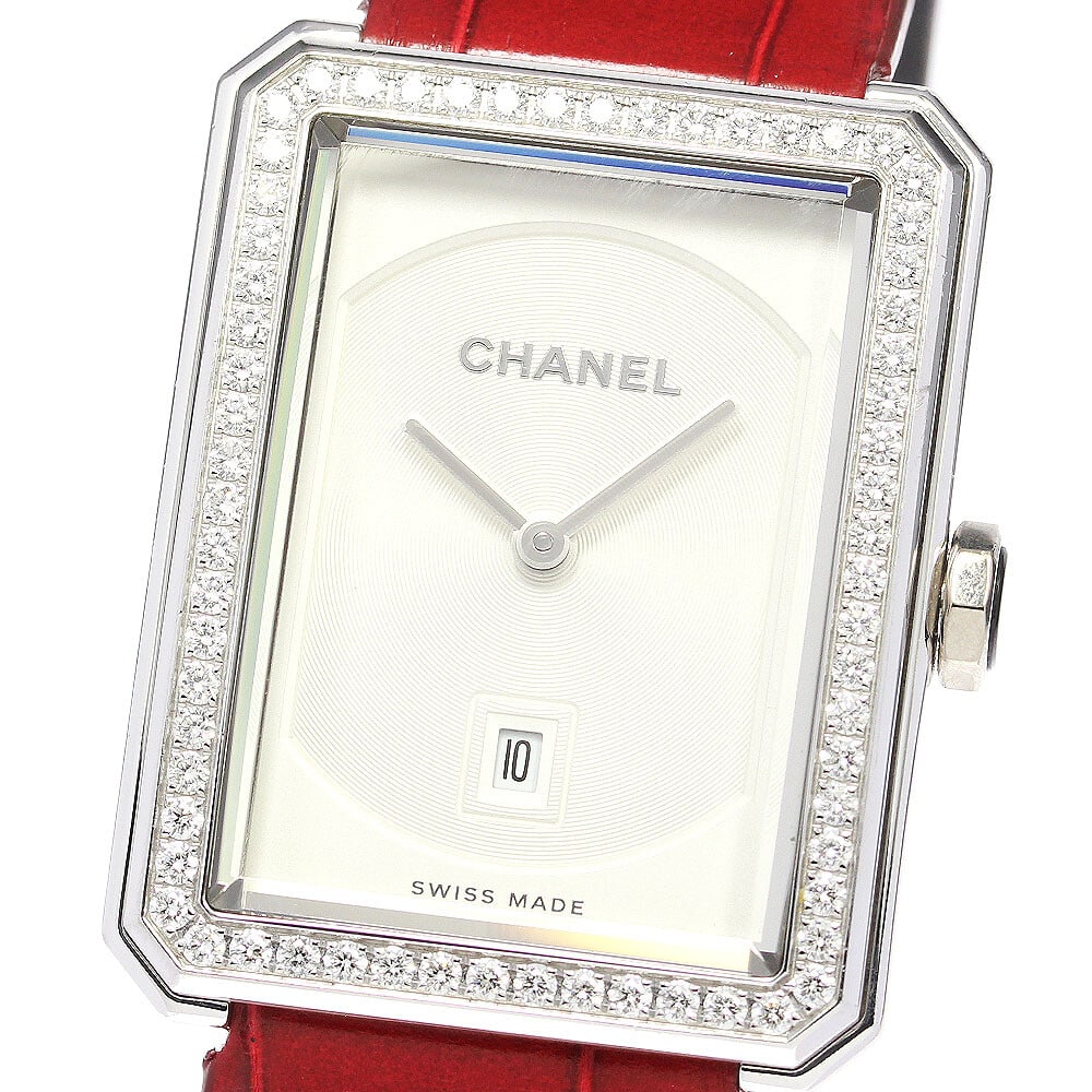 CHANEL Boyfriend K18WG Diamond Bezel Quartz Men's Watch H4470 (1 of 8)