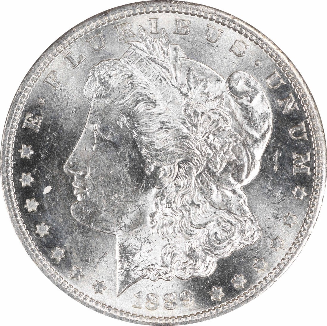 Choice BU 1889 S Silver Morgan Dollar Uncertified Uncirculated US Coin: Choice BU 1889 S Silver Morgan Dollar Uncertified Uncirculated US Coin This is an 1889-S Morgan Silver Dollar in Choice Brilliant Uncirculated (BU) condition. The coin is uncertified and features a si