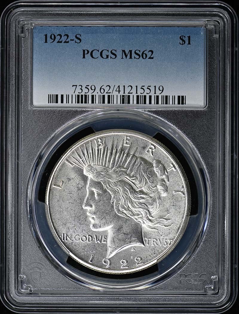 San Francisco Mint 1922 Peace Silver Dollar PCGS MS62 (1 of 2)
