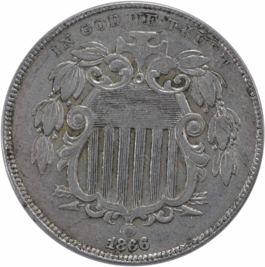 1866 5C Shield Nickel EF Philadelphia Uncertified (1 of 2)
